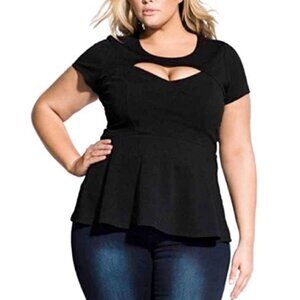 NWT Peekaboo Peplum Top - City Chic